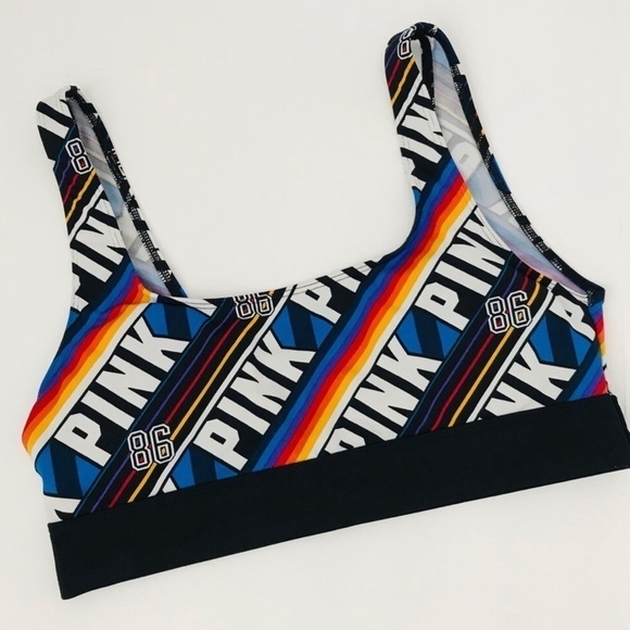 3/$25 🙌🏼 PINK Victoria’s Secret Ultimate Scoop Neck Back Stripe Sports Bra XS - Picture 3 of 5